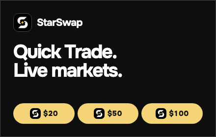 StarSwap Quick Trade with 20, 50, and 100 dollar actions